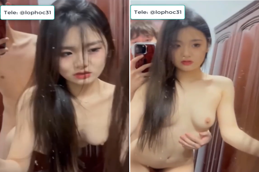Clip sex gái xinh đụ trước gương